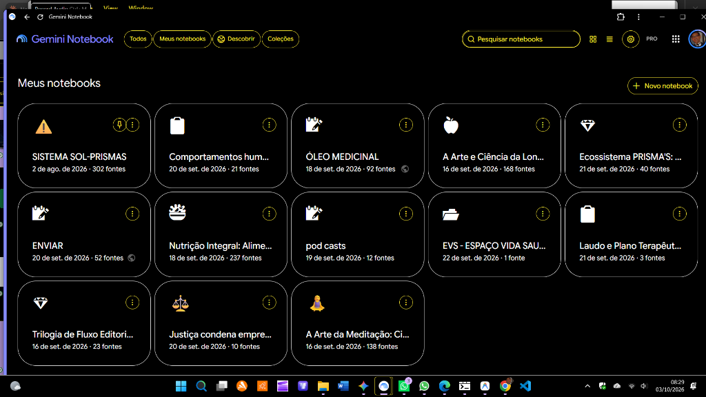Estante de Cadernos Gemini Notebook do Dr. Olair Rafael com 1.107 fontes