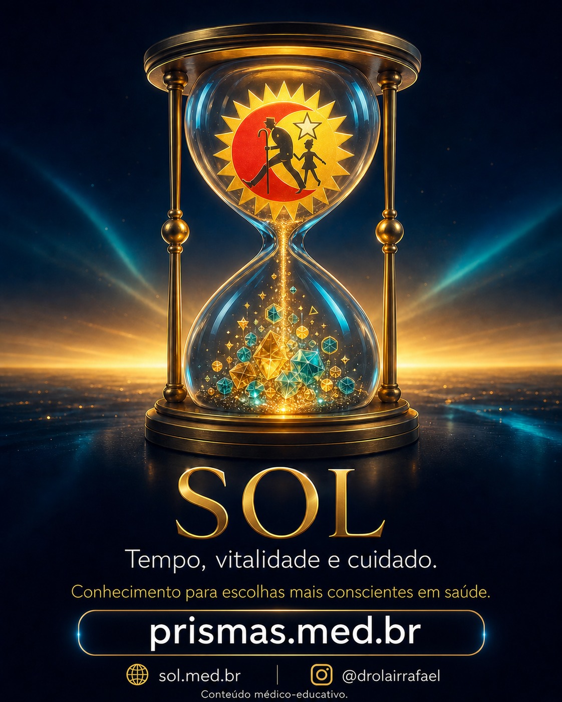 SOL — tempo, vitalidade e cuidado; acesso ao ecossistema PRISMAS.MED.BR